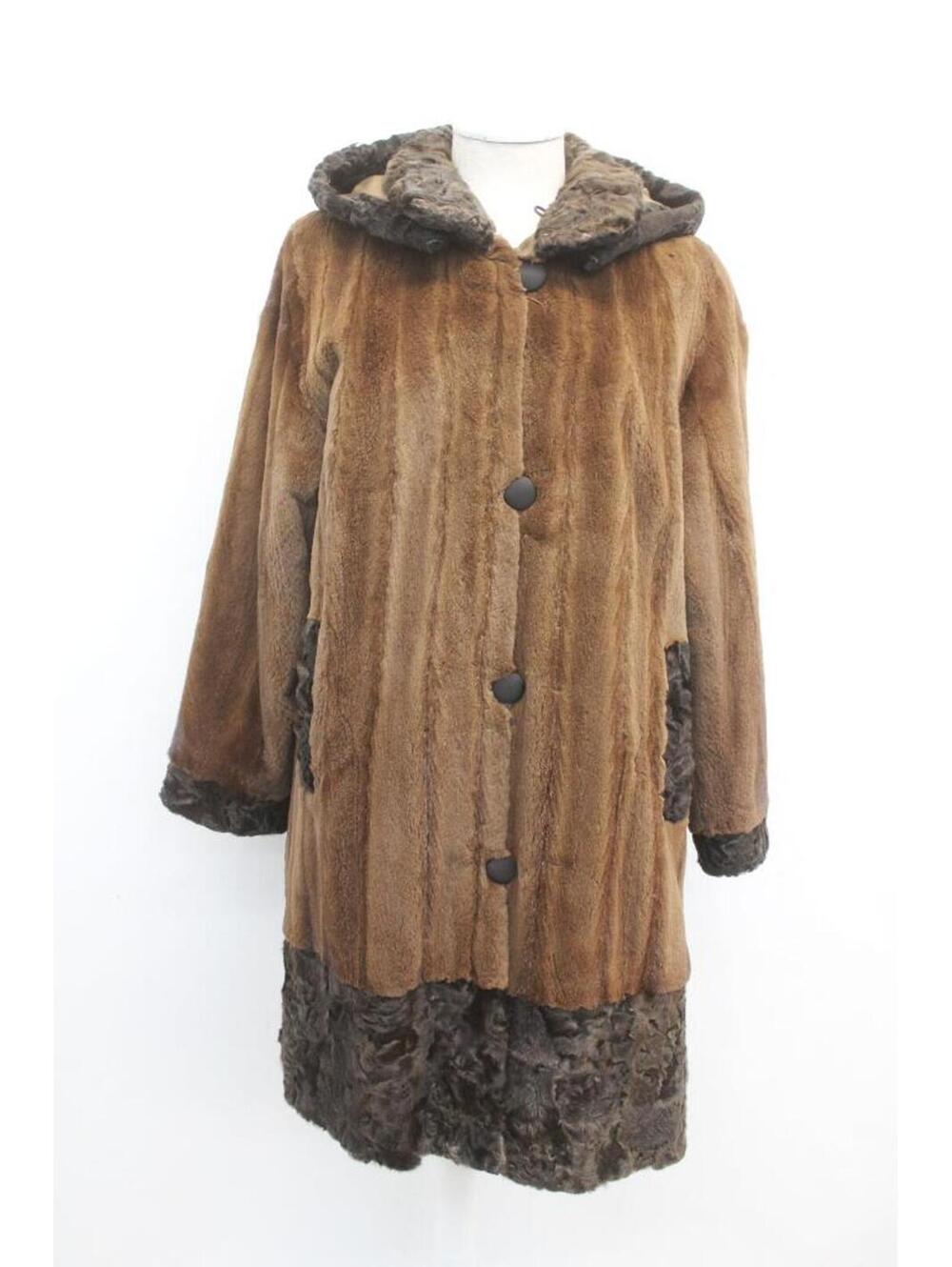 Excellent Reversible Sheared Demi Buff Mink Fur & Cloth Coat Women Woman Sz 6-8